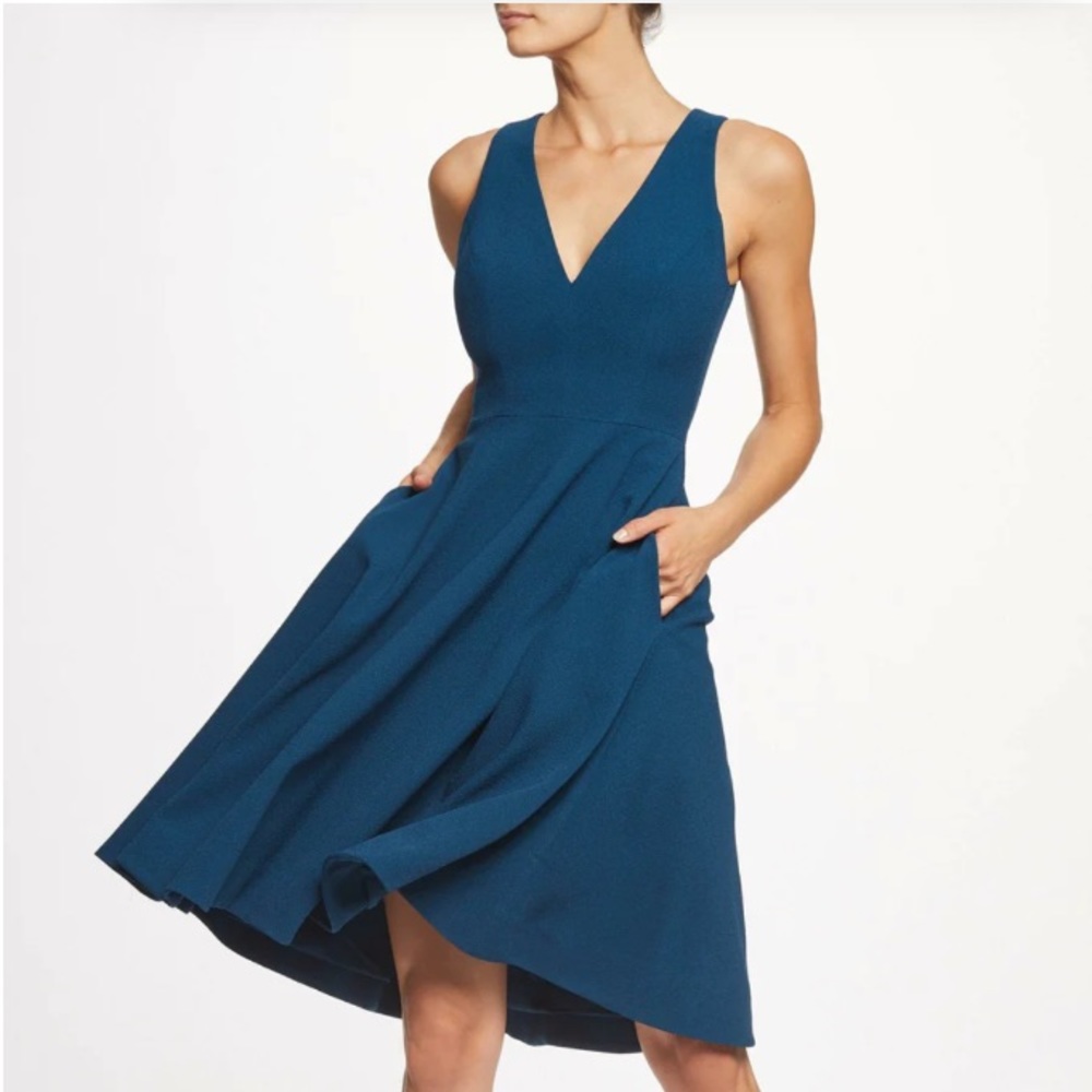 Dress the Population Blue V-Neck Dress